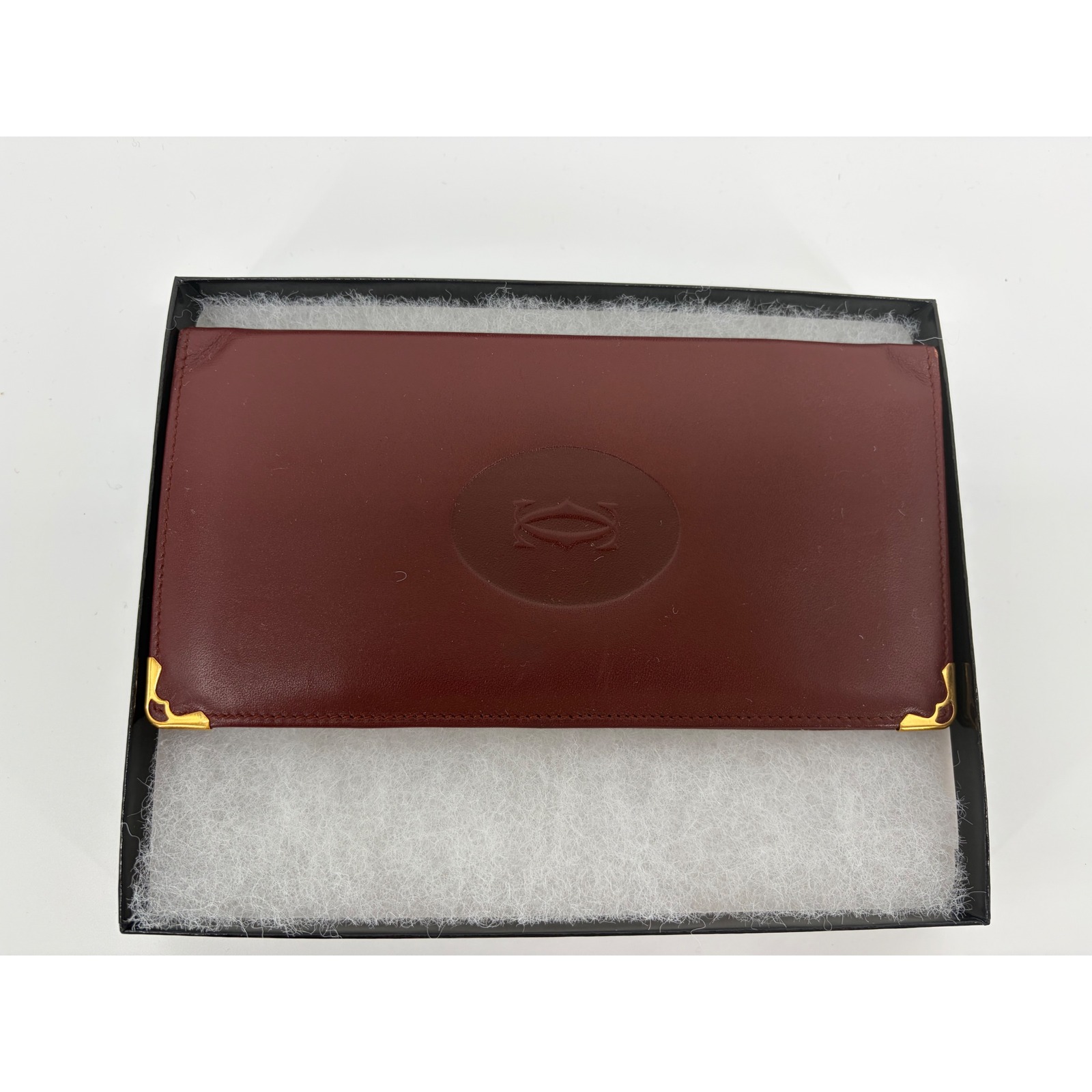 Authentic Vintage Cartier Les Must De Cartier Burgundy Leather Long Wallet Paris